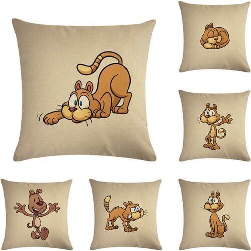 Cartoon Cat Dog Throw Pillow Cases Linen Home Christmas Decor Pillow Case Cushion Cover For Sofa Car Square ZY565
