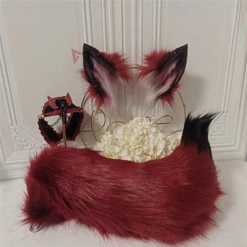 MMGG New Blood Wolf Ears Hairhoop Tail Beast Style Headwear for Halloween Christmas Cosplay Costume Accessories