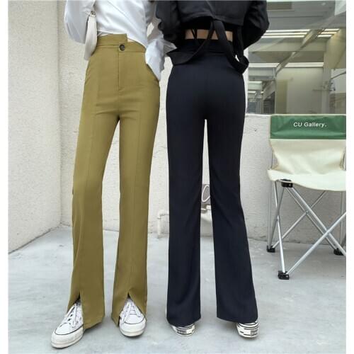 Wavsiyier Casual High Waist Wide Leg Loose Straight Trousers Women Suit Office Flare Pant Plus Size Winter Solid Korean Autumn