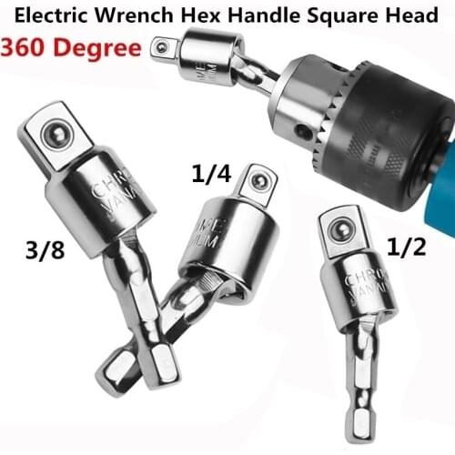 Durable 360 Degree Pneumatic Screwdriver Electric Wrench Hex Handle Head Sleeve Conversion Tool Connect Rod Socket Adapter Drive
