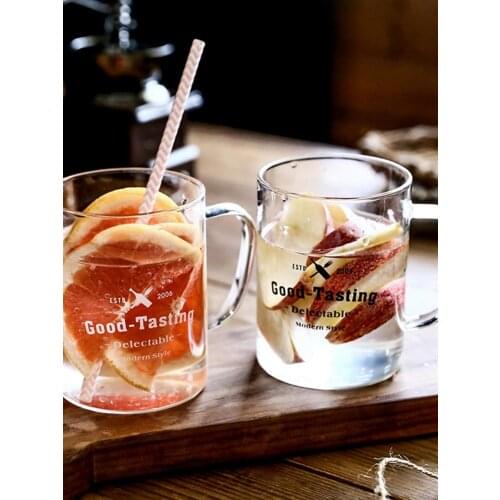 Transparent Glass Juice Coffee Cup With HandleMilk Tea Coffee Glass Mug Cat Valentines Day Lover Gifts