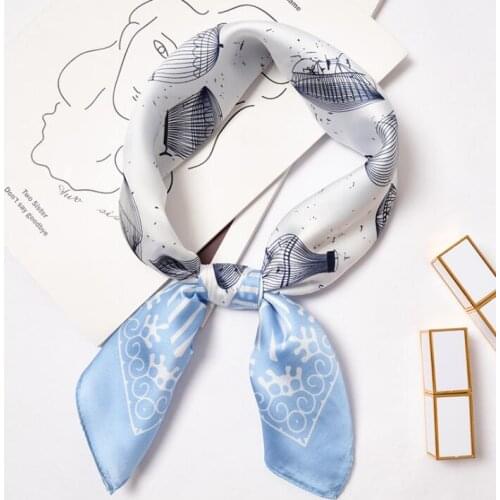 Yishine New 60x60cm Women Multifunction Polyester Silk Scarf Hot Air Balloon Prints Satin Small Square Wraps Scarves Shawl