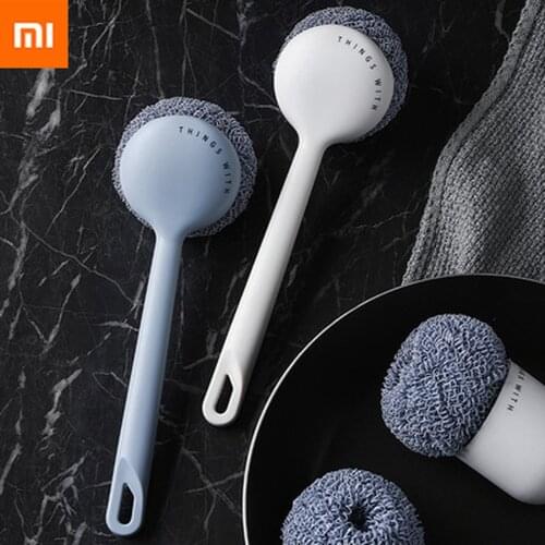 Xiaomi Circle wire long-handled pot washing brush, non-stick oil bowl brush, used for kitchen cleaning/decontamination