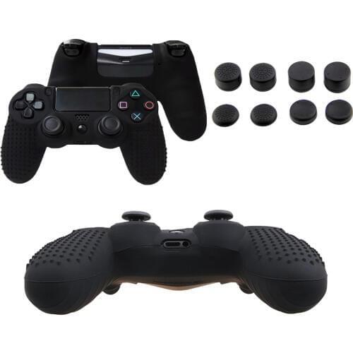 Silicone Gamepad Cover Case Skin for Dualshock 4 /PS4 /PS4 pro Slim Console Controller &Stick Grip Caps Anti-slip Joystick Cover