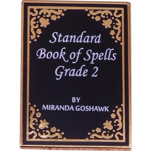 Standard book of spells pin magical witchcraft badge literature brooch bookworm bookish gift