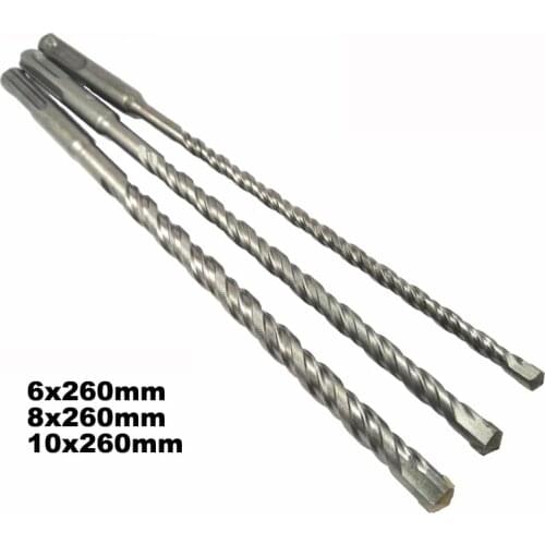 3pc/Lot 6 8 10mm SDS Plus Drill Bit 260mm Hammer Concrete Bits S4 Slot Tip Masonry Drill Brick Wall Block Power Tools 001
