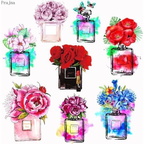 Prajna Perfume Thermo Transfer Iron On Transfers For Clothing Heat Vinyl Flower Patches Thermal Stickers On Clothes DIY Applique