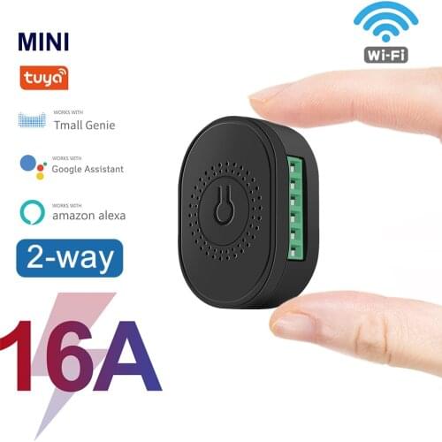 Mini Wifi Smart Switch 16A 2-Way Smart Home Automation Module Tuya Smart Breaker Wireless Switch Works With Alexa Google Home