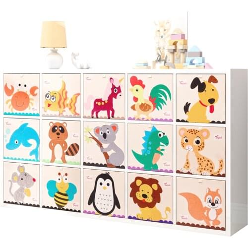 Cube kindergarten Children Storage Box Cartoon Animal Folding Storage Bins Wardrobe Drawer Clothes Basket Kids Toys Organizer