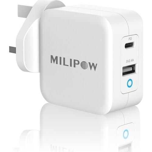 PD 65W GaN charger, Dual Port Charger With USB-A,Fast Charging For Apple MacBook Pro/Air,iPad Pro,iPhone 11 /Pro Max,Switch