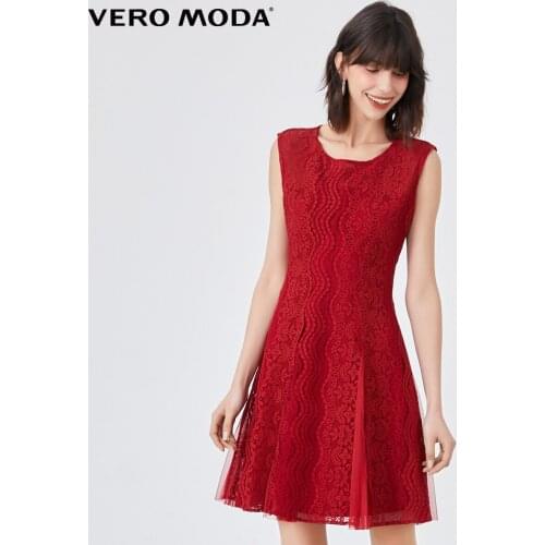Vero Moda Women Vintage Pleated Lace Crochet Sleeveless Party Dress | 32027A506