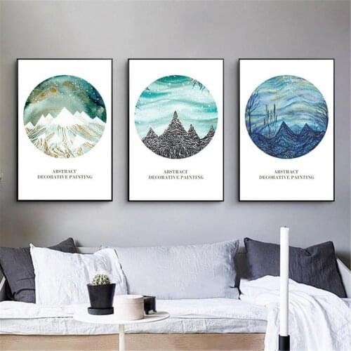 Starry Mountains Night View Nodic Poster Canvas Print Painting Wall Art Living Room Home Decoration