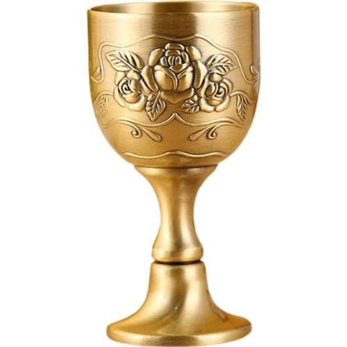 1PCS Metal European Style Antique Bronze White Wine Cup Three-dimensional Relief Individuality Household Russian Goblet LBS