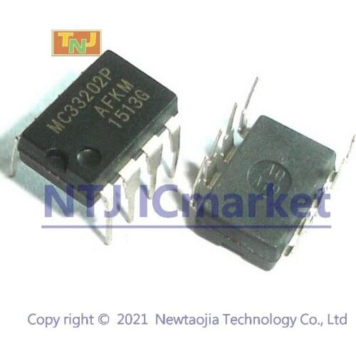 10 PCS MC33202P DIP-8 MC33202 33202 Rail-to-Rail Operational Amplifiers IC CHIP
