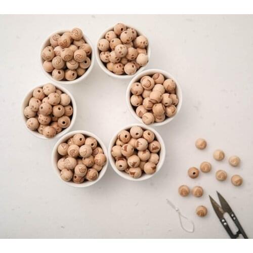 10pcs/lot 16mm Baby Wooden Beads Teether Cartoon Pattern BPA Free Kids DIY Hand made Gifts Teething Necklace Baby Teether Beads