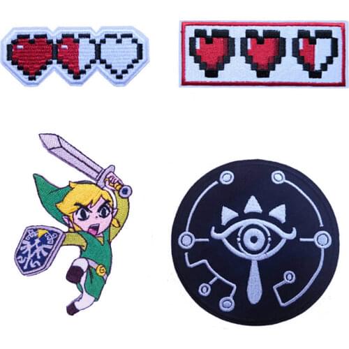 Green Sword Warrior Embroidered Iron On Patches, Cartoon Game Character Jacket Jean Applique Fabric Clothing Accessories DIY