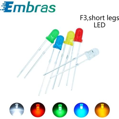 100pcs F3 3mm DIP LED High Light Emitting Diode Blue Yellow White Green Red Fast Slow RGB Electron Component DIY Kit