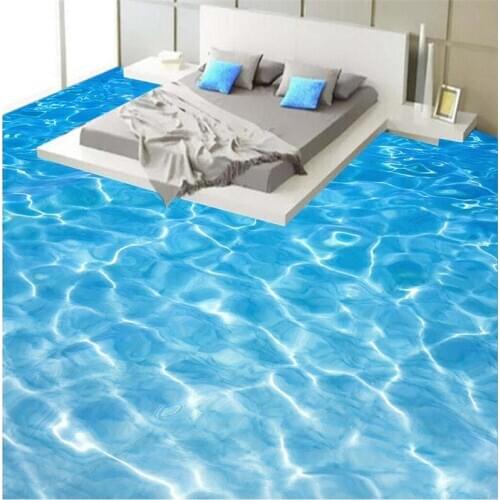 Beibehang 3D floor wallpaper modern painting bathroom sea ripple wear non - slip waterproof thickening self - adhesive murals