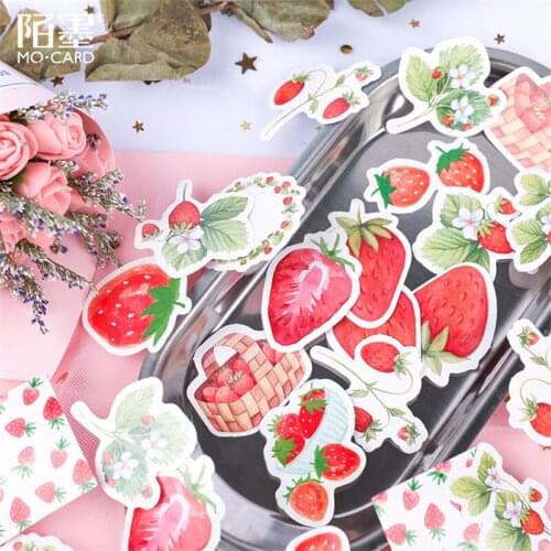 45pcs/pack Yummy Strawberry Decorative Stickers Scrapbooking Stick Label DIY Diary Stationery Album Stickers Kids Gifts