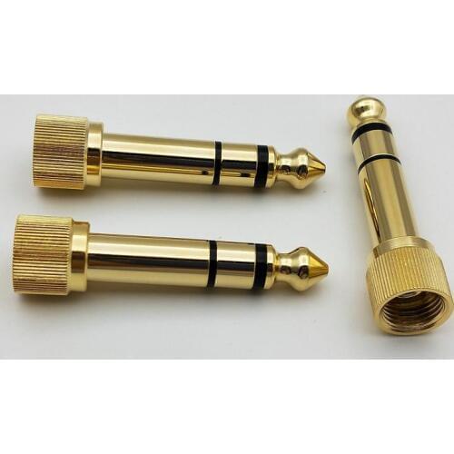50pcs Adapter Gold 1/4" 6.35mm to 3.5mm plug Stereo Audio Headphone screw