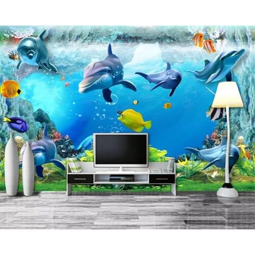 Beibehang Nach größe drei-dimensional mode 3D fantasie schöne tapete delphin thema hintergrund wand papers home decor
