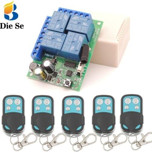 Wireless Remote Control Switch RF Relay 433Mhz AC85V~250V 4 Gang Relay Receiver and Transmitter for Garage and Light Switch