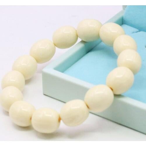 13X15mm Bucket White Imitation Beeswax Resin Bracelets Female Elastic Bracelets Women Girls DIY Fashion Jewelry Making Design