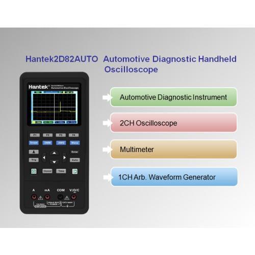 Hantek Digital Osiclloscope 2D82auto 4 in 1 2D82 2 Channels Oscilloscope + Multimeter +Automotive Diagnosis+Waveform Generator