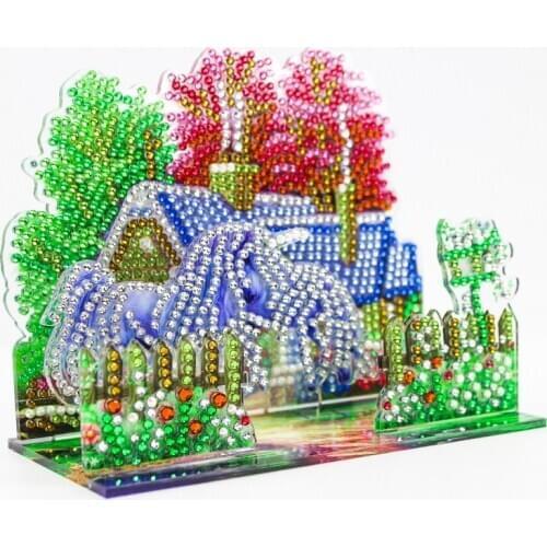 DIY Special Shaped Diamond Painting 3D Three-dimensional Puzzle Castle Picture Cross Stitch Kits Crystal Rhinestone Home Decor