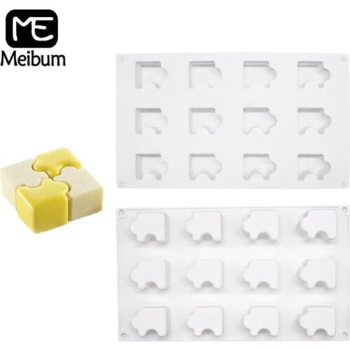 Meibum Cake Mold 12 Cavity Puzzle Mousse Dessert Mould Silicone Molds Pastry Form Cake Decorating Tools Baking Accessories