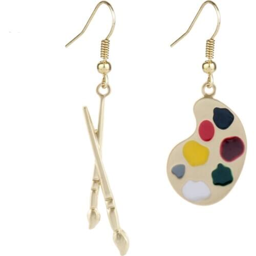 Art Palette Earrings For Women Artist Brush Artist Palette Earrings Painting Tool Ear Dangle Earrings