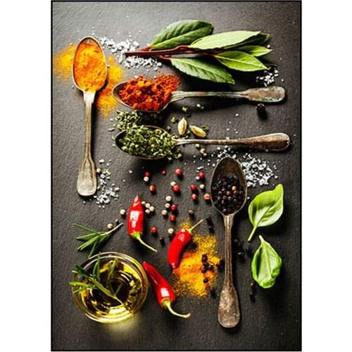 Cereal Spice Spoon Pepper Kitchen Canvas Painting Scandinavian Posters and Prints Wall Art Food Pictures Living Room Decoration