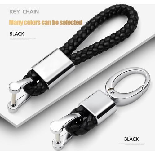 KUKAKEY Leather Hand Woven Keychain Metal key rings Chains For Mercedes Benz Auto Key Chain Rings Holder