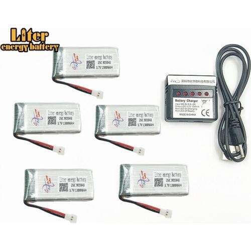 1300mAh 3.7V 903048 25c LiPo Battery + USB Plug AC Charger forX5SW X5SC X5 X5C RC Drone Quadcopter Spare Battery Parts
