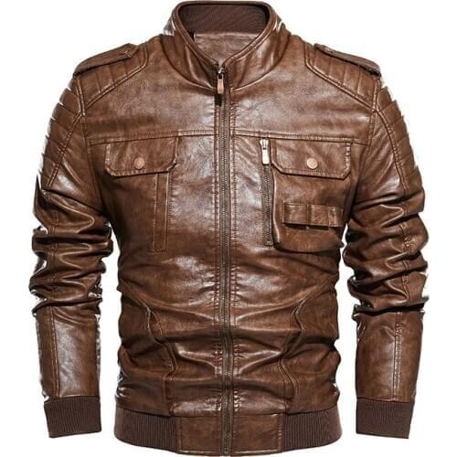 Mens Leather Jackets Autumn Winter Mens Motorcycle Leather Jacket Men Casual Handsome PU Leather Coats Warm Coat Male Clothes