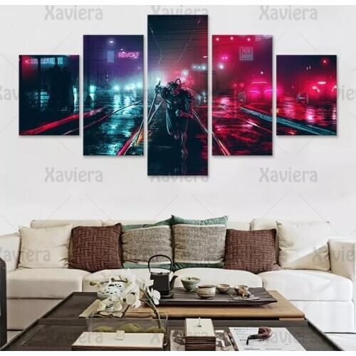 Five Piece Set Punk Style Neon Posters and Prints HD Modular Pictures Home Decor Living Room Wall Art Canvas Painting Frameless