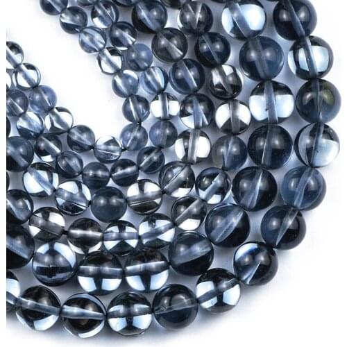 YHBZRET Natural Stone Black Labradorite 6/8/10MM Moonstone Round Spacers Loose beads for Jewelry making bracelets necklace DIY