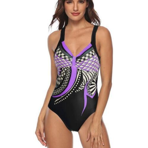 2019 NEW One Piece Swimsuit Print Halter Swimwear Women Bathing Suit Summer Beachwear Plus Size Swimwear XXL