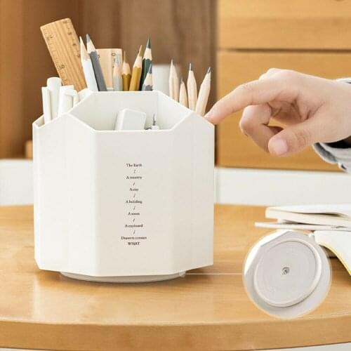 2021 New Creative Multifunction 5 Grid 360 Degree Rotating Pen Holder Large Capacity Pencil Box For Office School Stationery