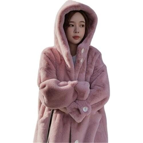 New Winter Womens Faux Fur Coats Imitation Mink Velvet Female Overcoats Casual Loose Lady Clothes Hoodies Trendy Woman Mujer