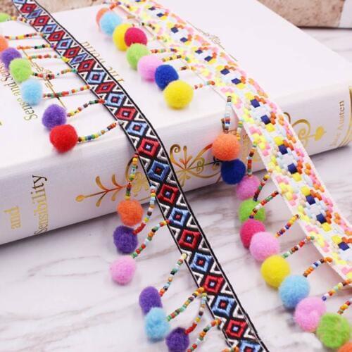 Pom Pom Trim Lace Fabric Sewing Accessories Pompons Trim tassel Ball Fringes Ribbon Sewing Lace For DIY Material Craft Apparel
