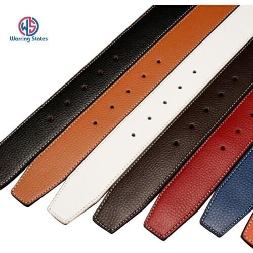 3.5cm Wide Belt Smooth Buckle Automatic Buckle Two-layer Cowhide Lychee Pattern Without Buckle Trousers Belt Mens Leather Belt