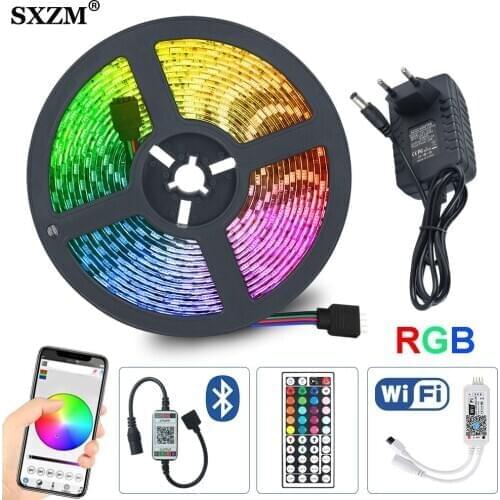 RGB LED strip 5m 10m 15m Waterproof led neon Flexible light 5050 DC12V 60 Leds/M tape WIFI Bluetooth IRRemote controller adapter