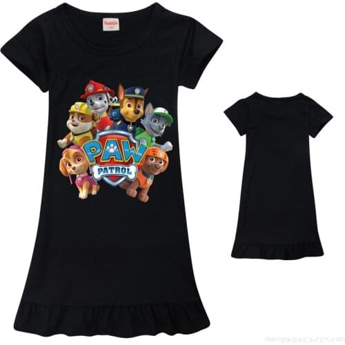 PAW PATROL Princess Skirt Cotton Summer Short Sleeve Skirt Girl Rainbow Skirt Pleated Skirt Halloween Cosplay Costume