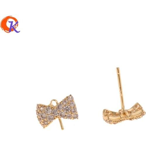 Cordial Design 20Pcs 8*11MM Jewelry Accessories/Hand Made/Genuine Gold Plating/Bowknot Shape/DIY Jewelry Making/Earrings Stud