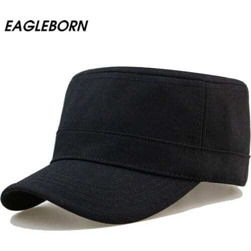 EAGLEBORN High Quality Men Hats Simple Solid Military Hats Spring Autumn Winter Navy Hats Military Green Black Hats for Men Caps