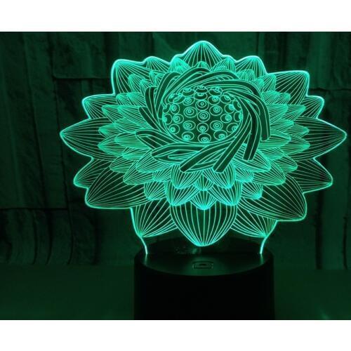 Lotus 3d Lamp Desk Creative Led Usb 3d Light Fixtures Touch Illusion Colorful Lotus Led Night Light Luminaria De Mesa Kids Lamp