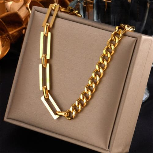 XIYANIKE 316L Stainless Steel Gold Color Thick Chain Necklaces For Women Chokers 2021 Trend Fashion Hip Hop Party Gift Jewelry