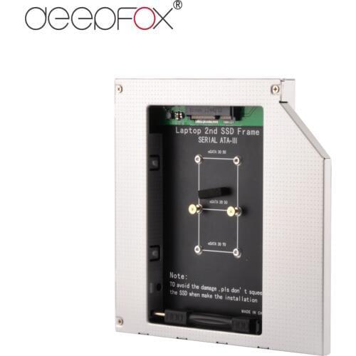 DeepFox 2nd HDD Caddy 9.5m SATA to mSATA 3.0 SSD Case HDD Hard Drive Case DVD/CD-ROM Optical Bay For Laptop