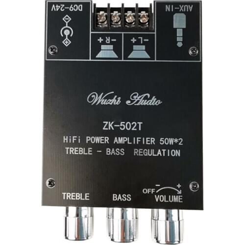ZK-502T TPA3116D2 Bluetooth 5.0 Subwoofer Amplifier Board 2.0 Channel High Power o Stereo Amplifier Board 2X50W
